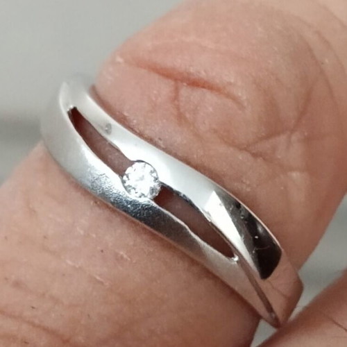 White Gold Ring 585 14K with Brilliant, like new, size 54, 2.1g