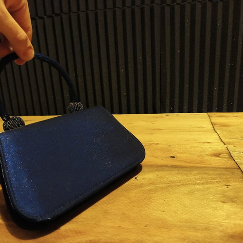 Hunter Blue Evening Bag Shoulder New Satin Texture