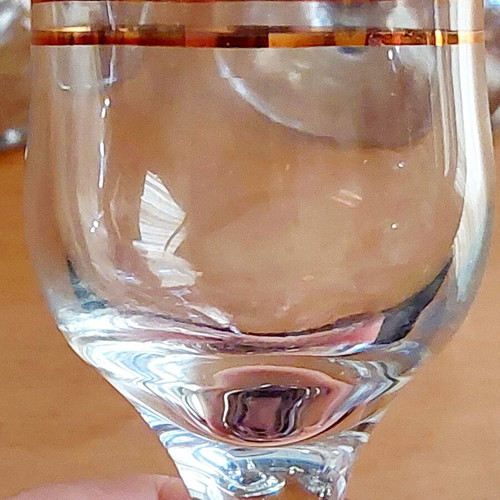 Pasabahce Tulipe Liqueur Glasses Set of 6 New with Gold Rim