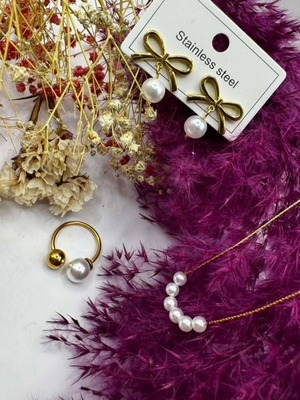 Jewelry set stainless steel new, white and yellow