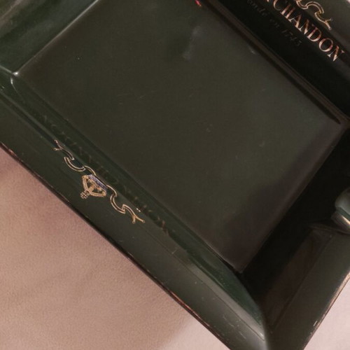 Vintage Moët & Chandon ashtray used, green with gold detail