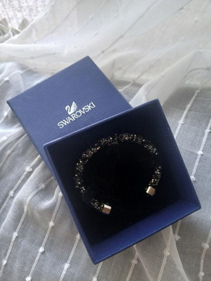 Swarovski Crystaldust Bangle Double σε μαύρο