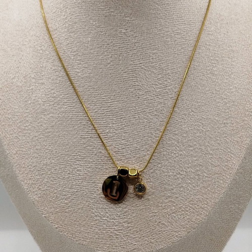 Handmade new necklace with hematite, crystal and stainless steel, gold color