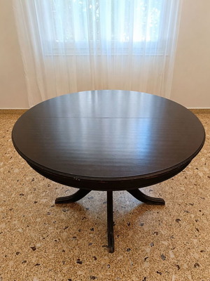 Extendable wooden round dining table 1960s