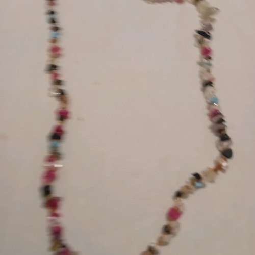 Long multicolor necklace with semi-precious stone chips like new