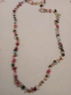 Long multicolor necklace with semi-precious stone chips like new