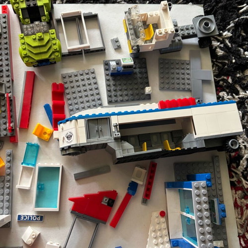 Various vehicles and parts from compatible blocks used