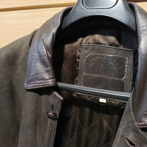 Leather jacket dark brown used, size L