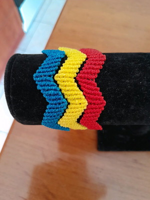 Macrame bracelets like new, red and yellow