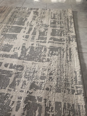 Modern living room rug 200x290 cm like new, grey/beige with metallic weave