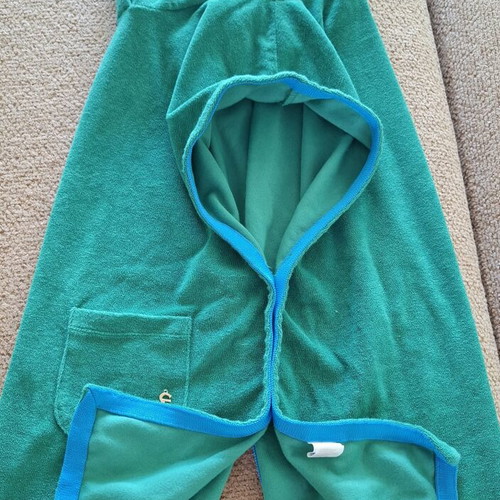 Sugarfree sleeveless terry top with hood like new, green and turquoise, size 12-14