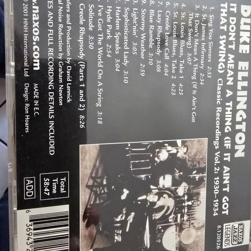 Duke Ellington It Don't Mean A Thing CD like new, jazz