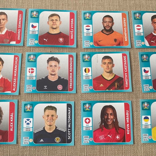 Panini Euro 2020 Tournament Edition stickers like new, pack of 12