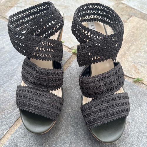 L.K. Bennett khaki wedge sandals like new, size 39
