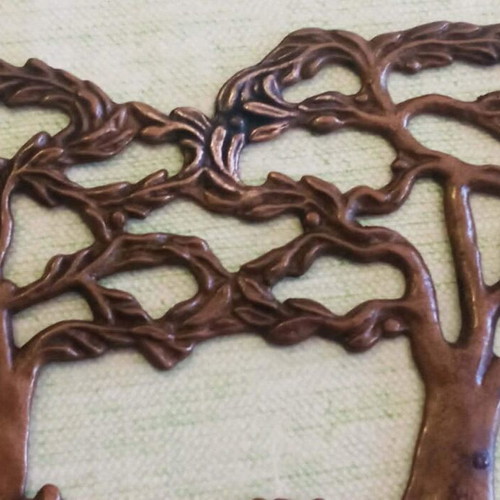 Vintage brass wall hanger key holder "Trees" used, 1970s-80s