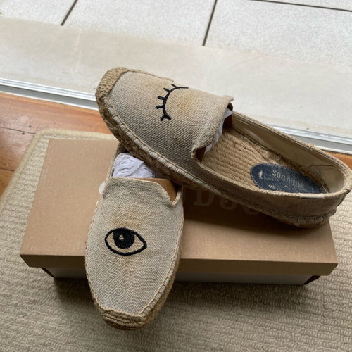 Soludos Jason Polan x Wink Smoking Slipper espadrilles used, size 37, black-beige