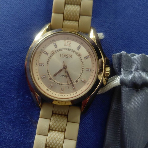 Loisir women's watch like new, beige silicone strap, 3atm waterproof