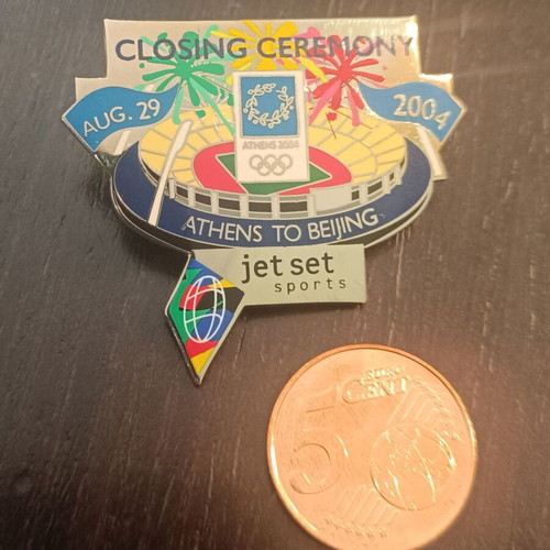 Pin Closing Ceremony Athens 2004 Jet Set Sports new