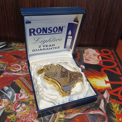 Ronson Banjo Oil Lighter unused, brass