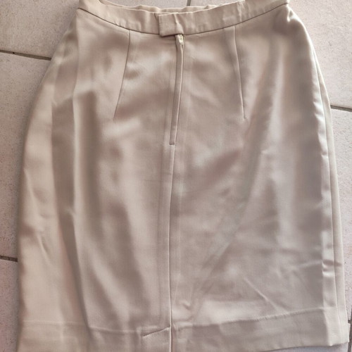 Beige classic skirt used, high-waisted, size 44