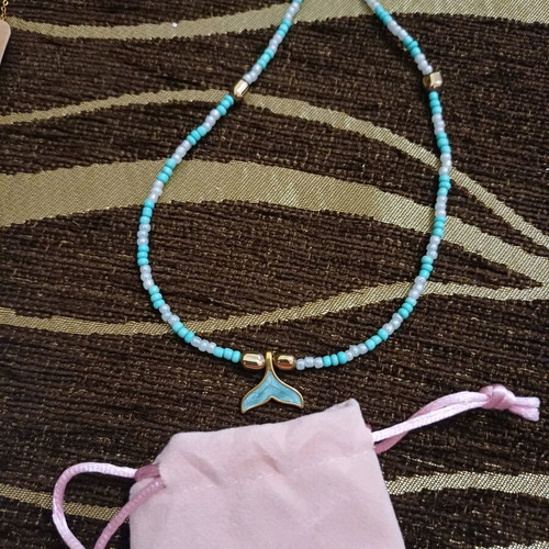 Handmade turquoise necklace-bracelet with mermaid tail Sirena Ariel new