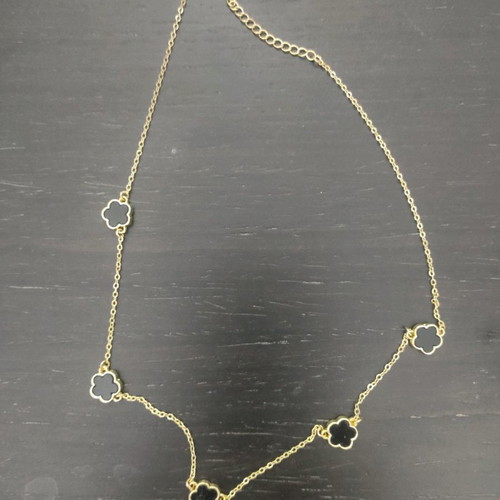 Women's gold necklace with black stones 8k classic value, like new