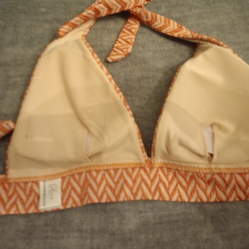 Swimsuit with embossed pattern, like new, coral-beige, size S