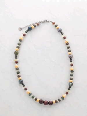 Bobo handmade necklace new with semi-precious stones and wooden elements