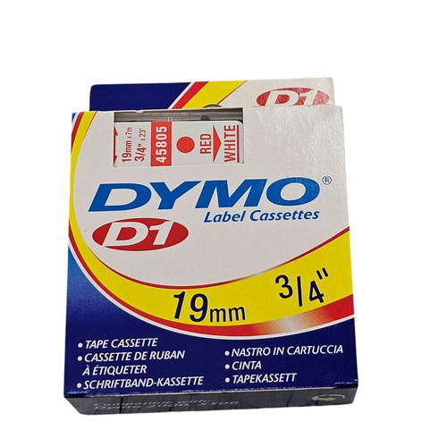 Label tape 19mm new, red print on white background