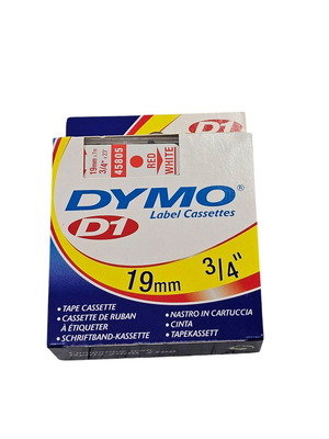 Label tape 19mm new, red print on white background