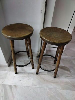 Set of 2 used solid wood stools