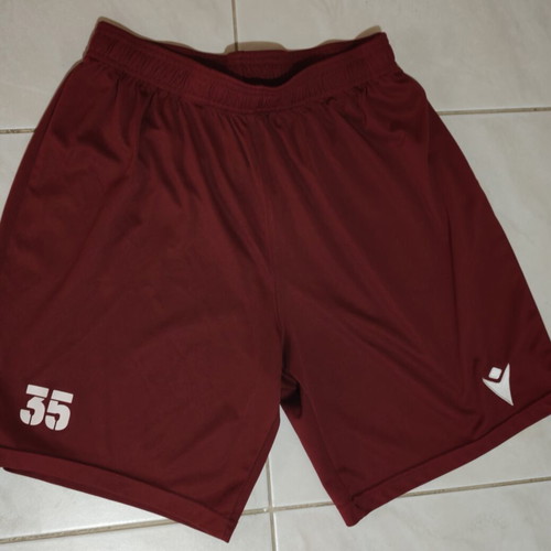 Macron football shorts used, size L, burgundy, number 35