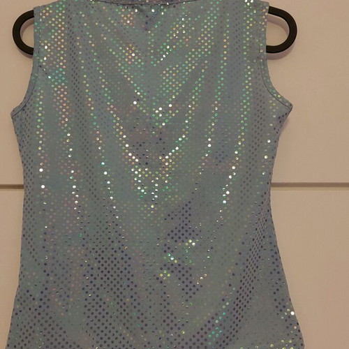 Shiny blouse with iridescent highlights like new, turquoise