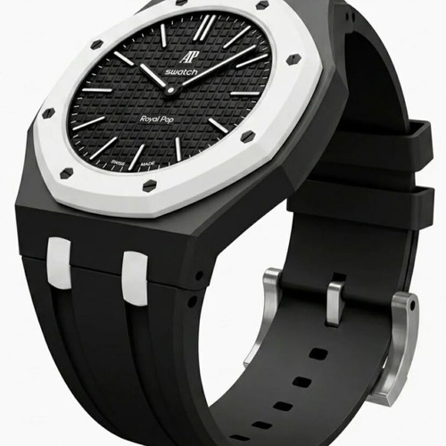 Swatch Royal Pop black wristwatch with bracelet