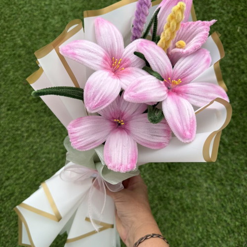 Handmade chenille flower bouquet