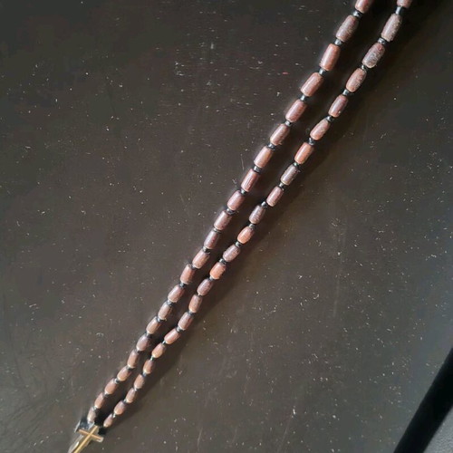 Handmade wooden prayer rope necklace with cross 40cm like new