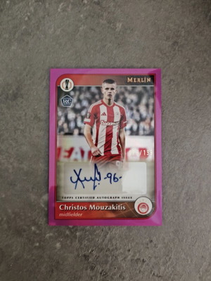 Christos Mouzakitis 24-25 Topps Merlin Pink Parallel Autograph Card new