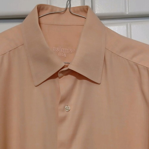 Aslanis Men cotton dress shirt size Large like new, orange