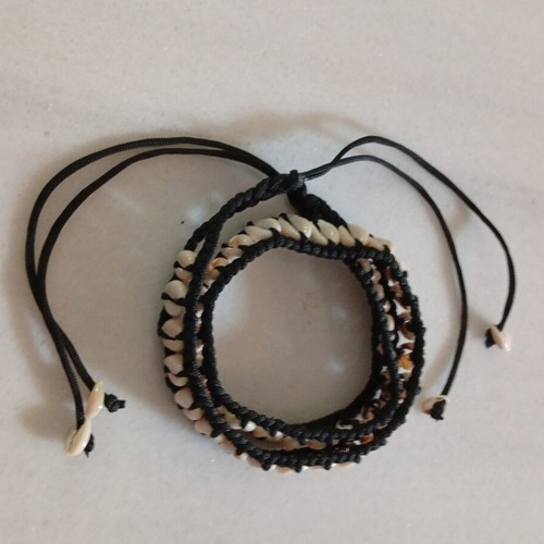 Boho handmade belt with real shells macrame style, like new