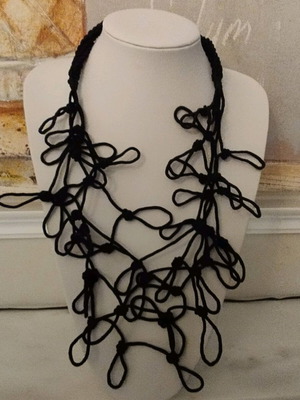 Handmade necklace new with black cord lightweight summer