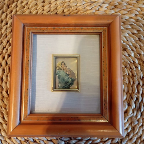 Small gilded painting used with gilded icon inside, 12x13.5 cm