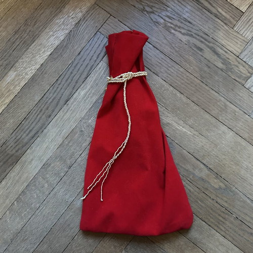 Velvet red pouch new, 35 cm height