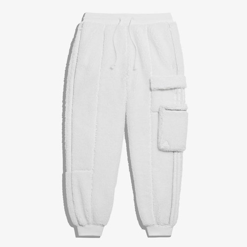 Adidas X Ivy Park Teddy Cargo Sweat Pants used, white, unisex, oversized