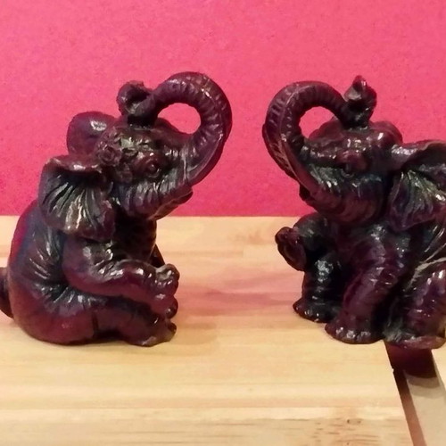 Elephant figurines used, Feng Suei, pair, 5cm