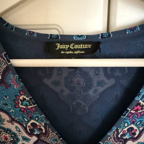 Juicy Couture silk mini dress used, size US 2, blue multicolor