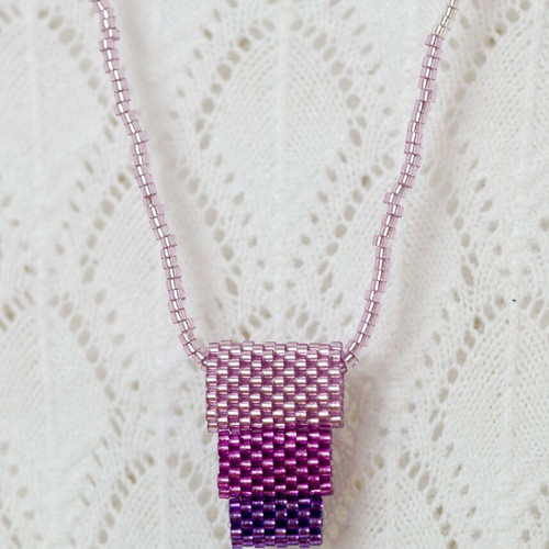 Custom-made necklace in purple and pink colors