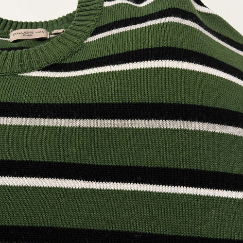 Calliope Man striped sweater L used, green and black