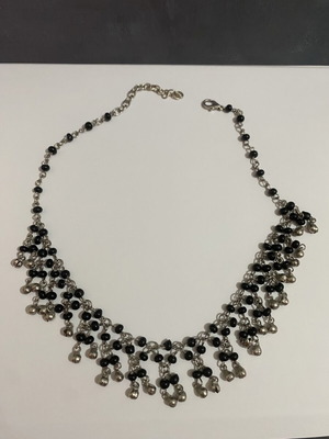 Necklace silver and black 40 cm with extension used
