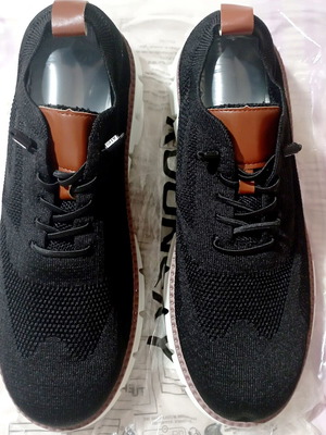Men's sneakers with breathable knit fabric, black and brown