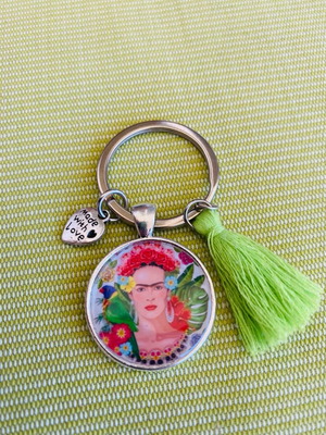 Handmade Frida Kahlo silver-tone keychain